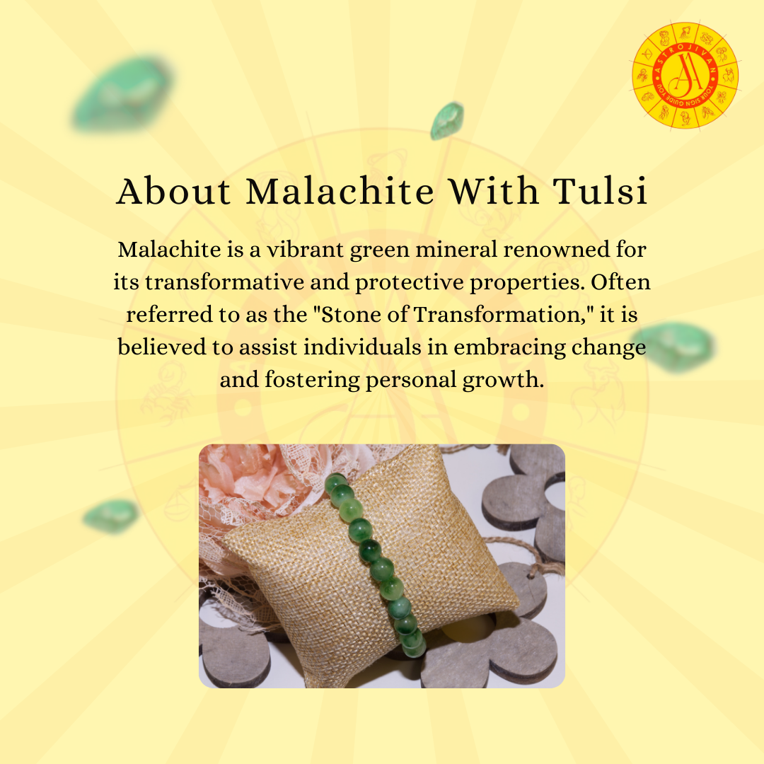 Natural Malachite with Tulsi Bracelet – Healing, Protection & Spiritual Balance